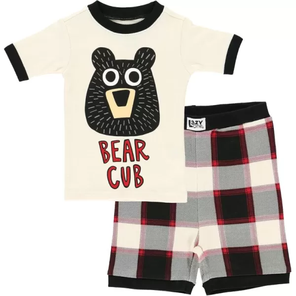Lazy One ShortSleeved Summer Pajama Set for Girls and Boys Kid Pajama SetBear Cub