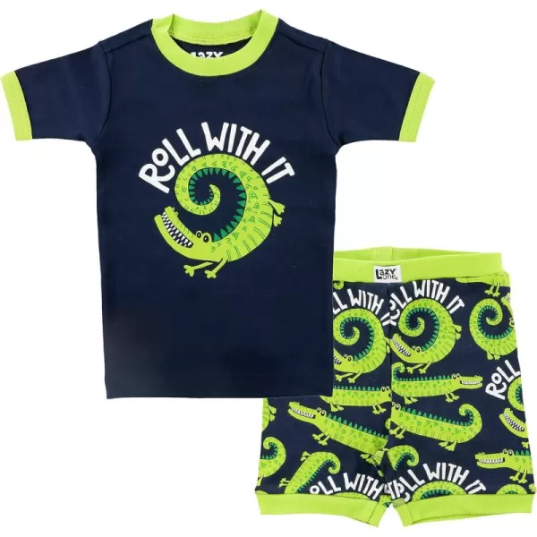 Lazy One ShortSleeved Summer Pajama Set for Girls and Boys Kid Pajama SetRoll With It
