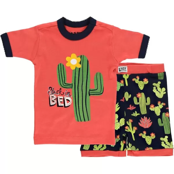 Lazy One ShortSleeved Summer Pajama Set for Girls and Boys Kid Pajama SetStuck in Bed