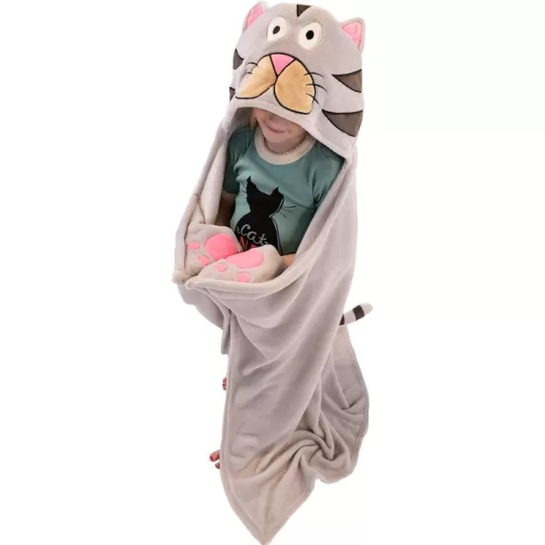 Lazy One Wearable Hooded Blanket for Kids Animal Hooded Blanket LionCat Hooded Blanket