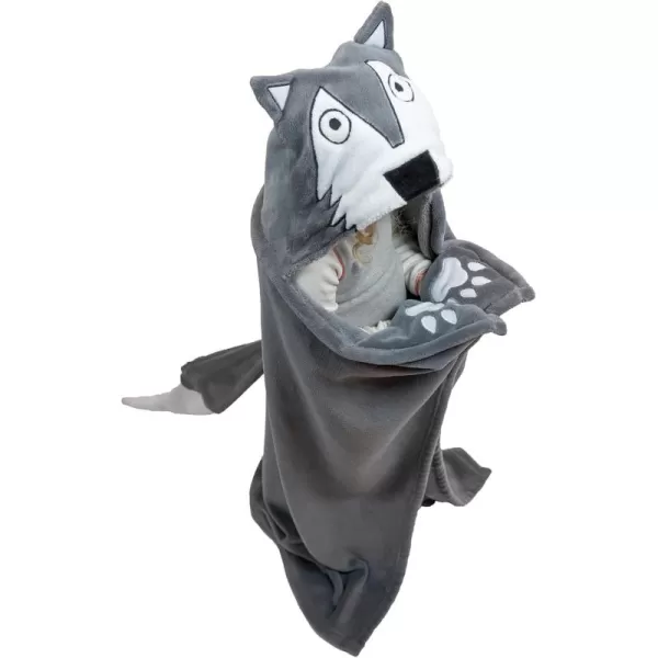 Lazy One Wearable Hooded Blanket for Kids Animal Hooded Blanket LionHowl of a Night Wolf Hooded Blanket