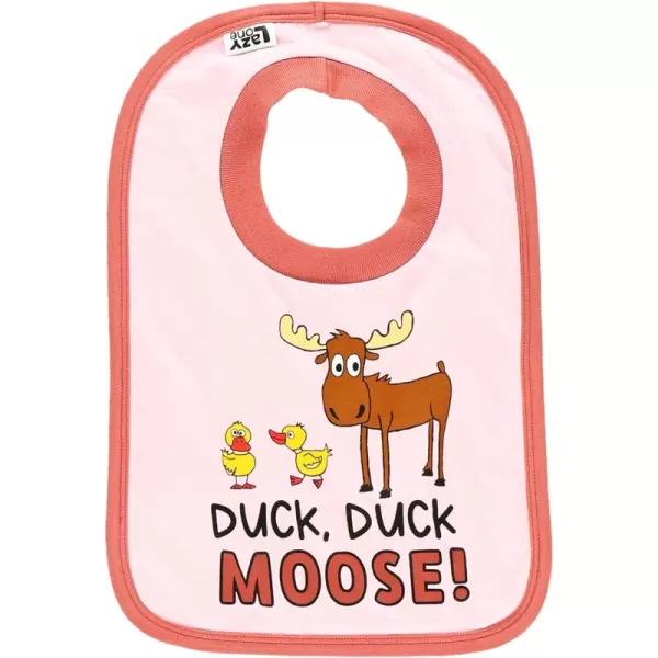 LazyOne AnimalPrint Baby Bibs Cute Baby Shower Gifts One SizeDuck Duck Moose Bib Pink