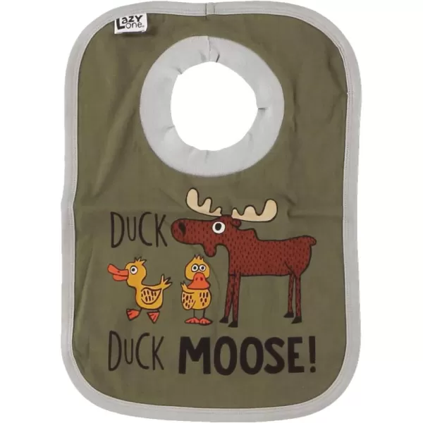 LazyOne AnimalPrint Baby Bibs Cute Baby Shower Gifts One SizeDuck Duck Moose Green Bib