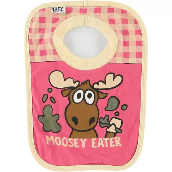 LazyOne AnimalPrint Baby Bibs Cute Baby Shower Gifts One SizeMoosey Eater Pink Bib