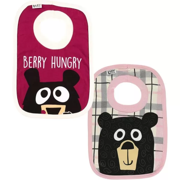 LazyOne AnimalPrint Baby Bibs Infant Bibs Cute Baby Shower Gifts One Size Pack of 2 Hucklebeary Pink Bear Hug