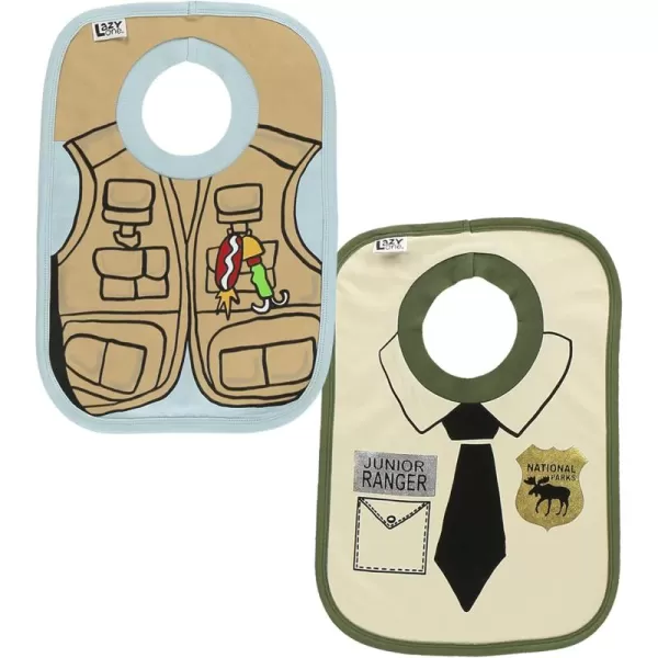 LazyOne AnimalPrint Baby Bibs Infant Bibs Cute Baby Shower Gifts One Size Pack of 2Fisherman  Park Ranger Pack