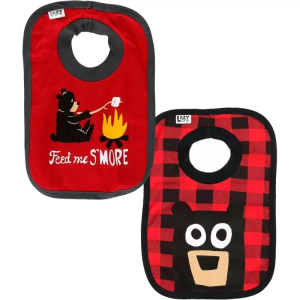 LazyOne AnimalPrint Baby Bibs Infant Bibs Cute Baby Shower Gifts One Size Pack of 2Happy Camper and Bear Plaid Pack