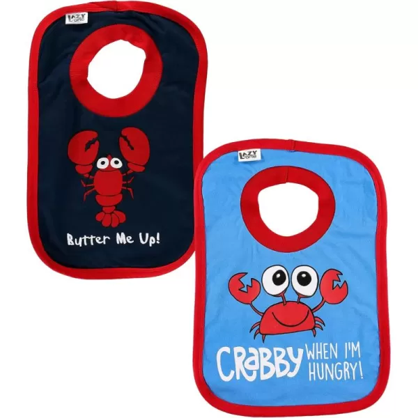 LazyOne AnimalPrint Baby Bibs Infant Bibs Cute Baby Shower Gifts One Size Pack of 2Lobster and Crab Pack