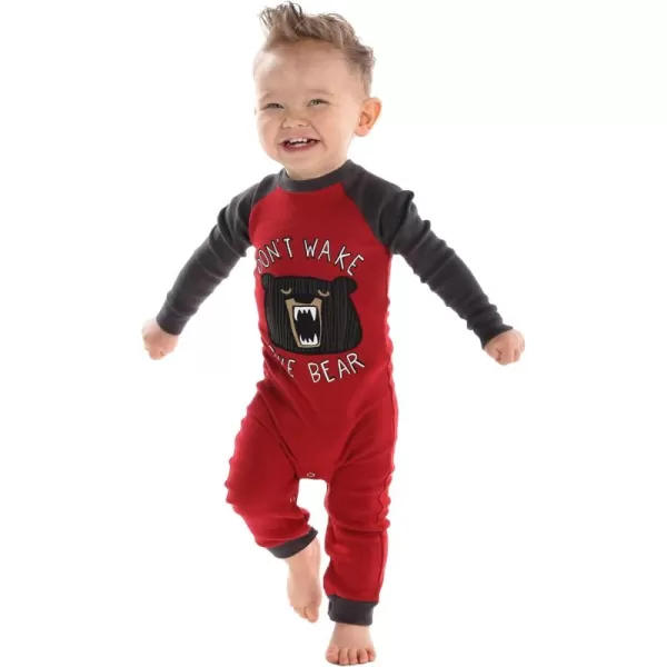 LazyOne OnePiece Pajamas Baby Bodysuit LongSleeve Baby Bodysuits 618 MonthsDont Wake the Bear Babies Unionsuit