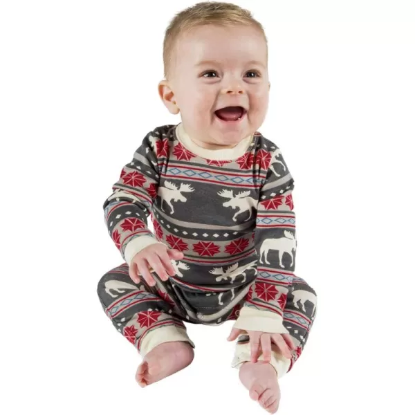 LazyOne OnePiece Pajamas Baby Bodysuit LongSleeve Baby Bodysuits 618 MonthsMoose Fair Isle Pajama