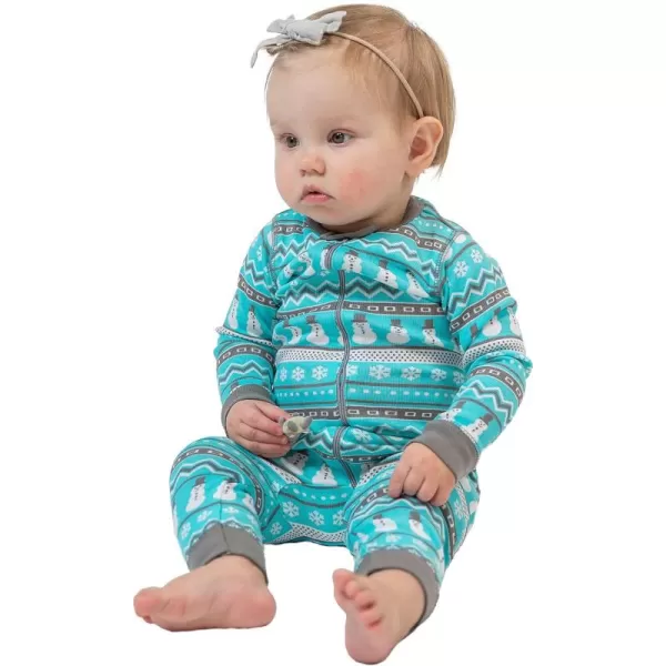 LazyOne OnePiece Pajamas Baby Bodysuit LongSleeve Baby Bodysuits 618 MonthsNordic Snowman Babies Unionsuit