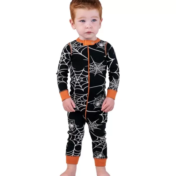 LazyOne OnePiece Pajamas Baby Bodysuit LongSleeve Baby Bodysuits 618 MonthsSpiderweb Babies Unionsuit