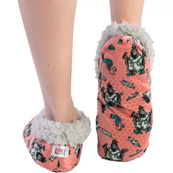Lazy One Fuzzy Feet Slipper Socks for Women Cute FleeceLined House Slippers NonSkid Slipper SocksBear in Am Grey Fuzzy Feet