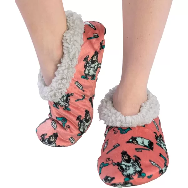 Lazy One Fuzzy Feet Slipper Socks for Women Cute FleeceLined House Slippers NonSkid Slipper SocksBear in Am Grey Fuzzy Feet