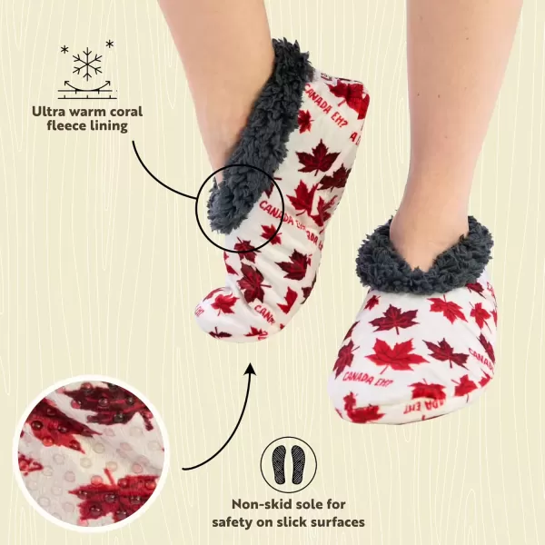 Lazy One Fuzzy Feet Slipper Socks for Women Cute FleeceLined House Slippers NonSkid Slipper SocksCanada Eh Fuzzy Feet