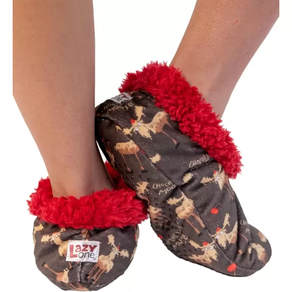 Lazy One Fuzzy Feet Slipper Socks for Women Cute FleeceLined House Slippers NonSkid Slipper SocksChocolate Moose Fuzzy Feet