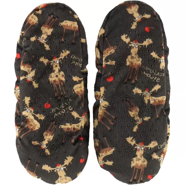 Lazy One Fuzzy Feet Slipper Socks for Women Cute FleeceLined House Slippers NonSkid Slipper SocksChocolate Moose Fuzzy Feet