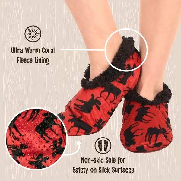 Lazy One Fuzzy Feet Slipper Socks for Women Cute FleeceLined House Slippers NonSkid Slipper SocksClassic Moose Fuzzy Feet
