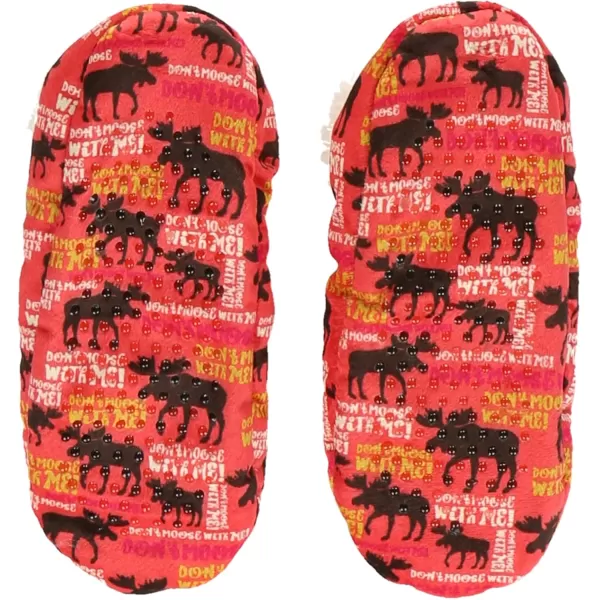 Lazy One Fuzzy Feet Slipper Socks for Women Cute FleeceLined House Slippers NonSkid Slipper SocksDont Moose With Me Fuzzy Feet