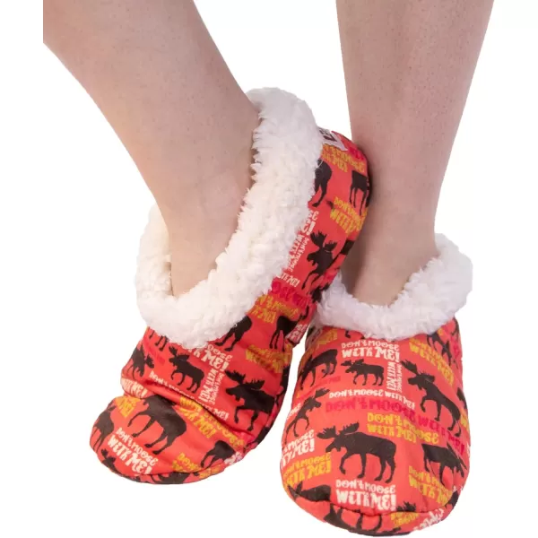 Lazy One Fuzzy Feet Slipper Socks for Women Cute FleeceLined House Slippers NonSkid Slipper SocksDont Moose With Me Fuzzy Feet