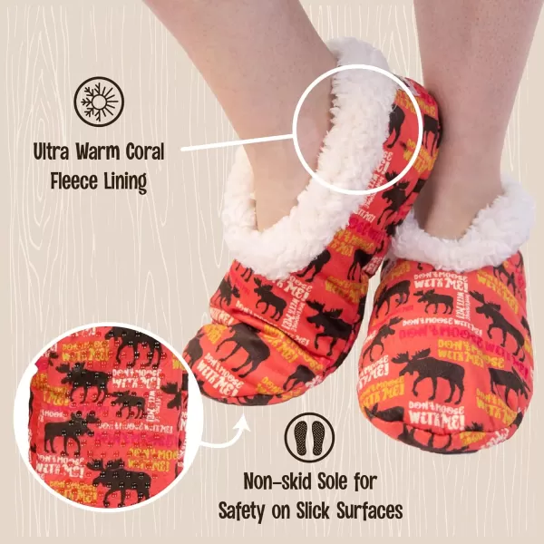 Lazy One Fuzzy Feet Slipper Socks for Women Cute FleeceLined House Slippers NonSkid Slipper SocksDont Moose With Me Fuzzy Feet
