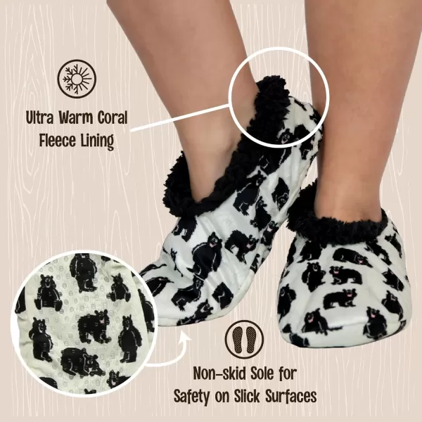 Lazy One Fuzzy Feet Slipper Socks for Women Cute FleeceLined House Slippers NonSkid Slipper SocksFamily Bear Fuzzy Feet