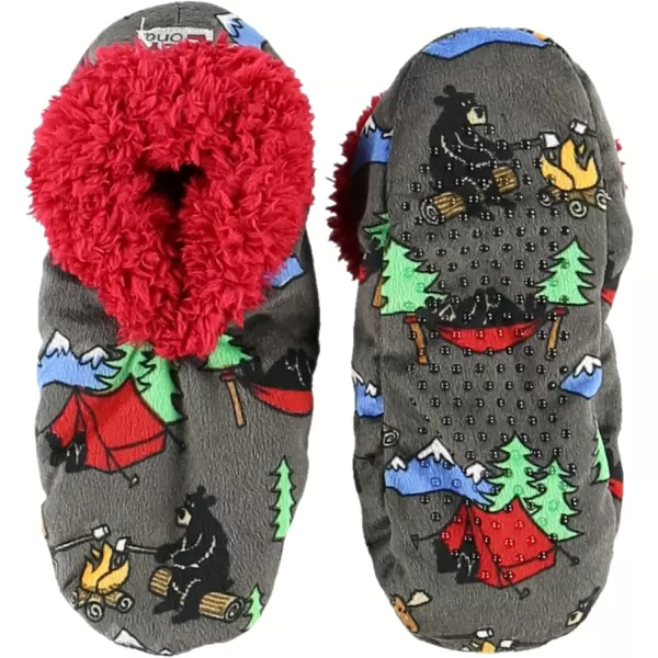 Lazy One Fuzzy Feet Slipper Socks for Women Cute FleeceLined House Slippers NonSkid Slipper SocksHappy Camper Fuzzy Feet