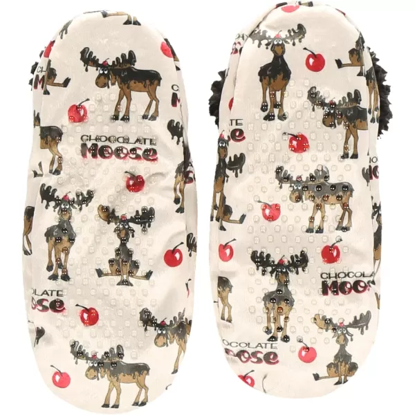 Lazy One Fuzzy Feet Slipper Socks for Women Cute FleeceLined House Slippers NonSkid Slipper SocksLight Chocolate Moose Fuzzy Feet