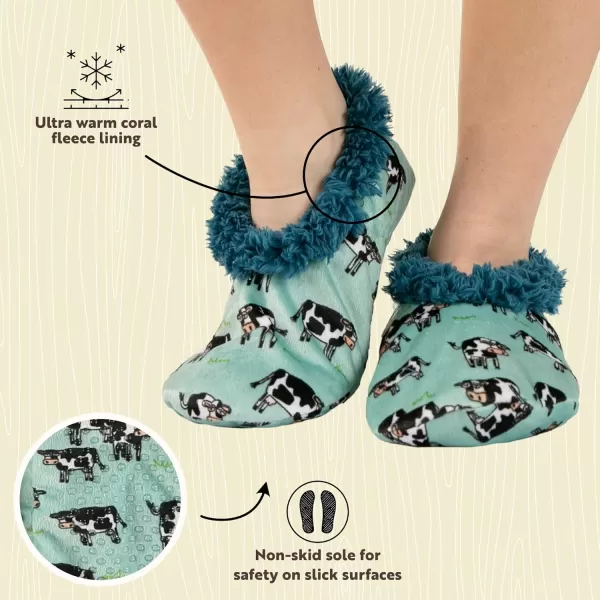 Lazy One Fuzzy Feet Slipper Socks for Women Cute FleeceLined House Slippers NonSkid Slipper SocksMoody in Am Blue Fuzzy Feet