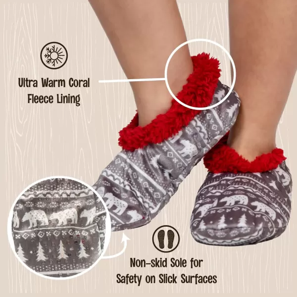 Lazy One Fuzzy Feet Slipper Socks for Women Cute FleeceLined House Slippers NonSkid Slipper SocksNordic Bear Fuzzy Feet