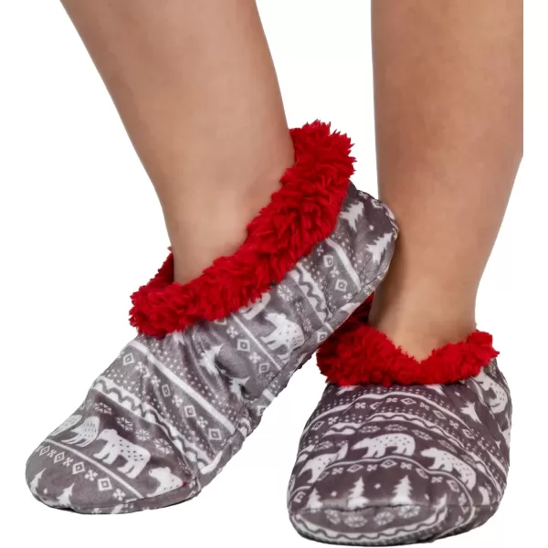Lazy One Fuzzy Feet Slipper Socks for Women Cute FleeceLined House Slippers NonSkid Slipper SocksNordic Bear Fuzzy Feet