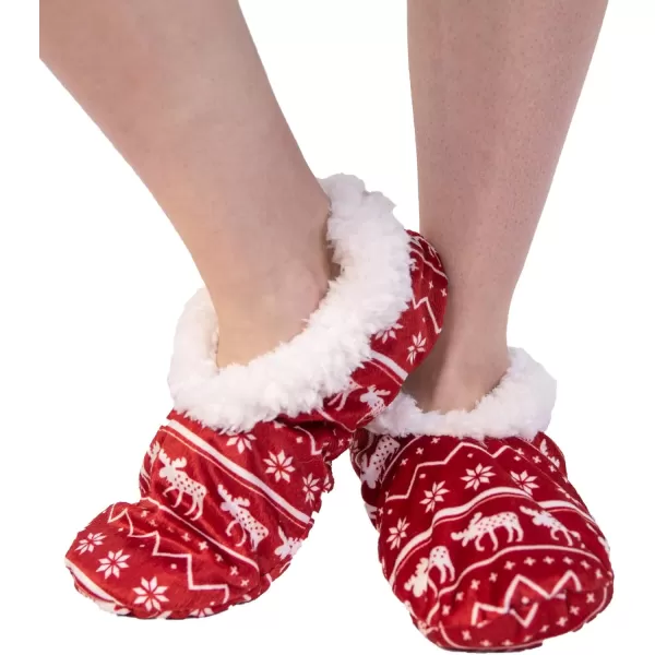 Lazy One Fuzzy Feet Slipper Socks for Women Cute FleeceLined House Slippers NonSkid Slipper SocksNordic Moose Fuzzy Feet