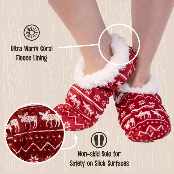 Lazy One Fuzzy Feet Slipper Socks for Women Cute FleeceLined House Slippers NonSkid Slipper SocksNordic Moose Fuzzy Feet