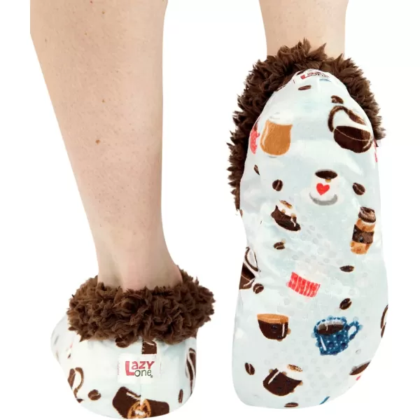 Lazy One Fuzzy Feet Slippers for Women Cute FleeceLined House Slippers Cute Slipper SocksCoffee First Fuzzy Feet