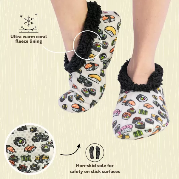 Lazy One Fuzzy Feet Slippers for Women Cute FleeceLined House Slippers Cute Slipper SocksSushi Fuzzy Feet
