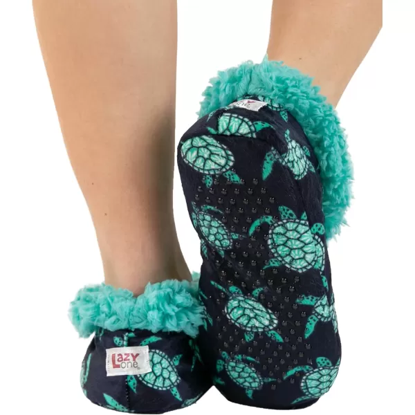 Lazy One Fuzzy Feet Slippers for Women Cute FleeceLined House Slippers Cute Slipper SocksTurtles Fuzzy Feet