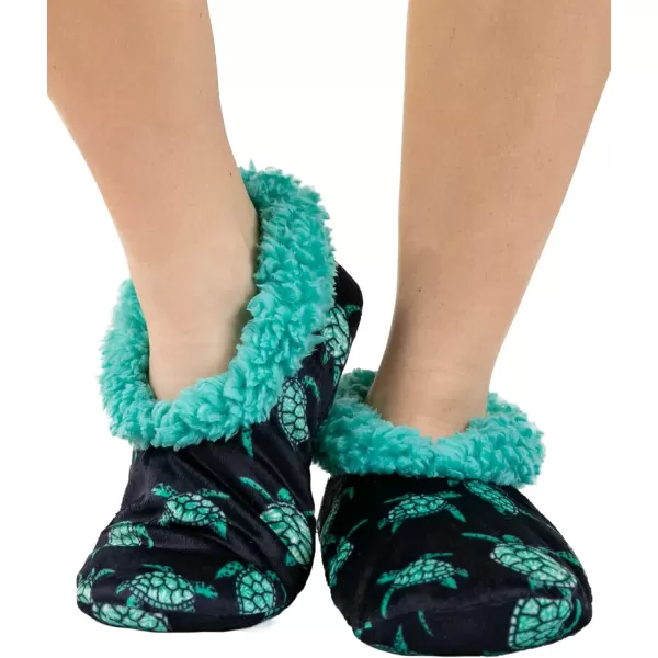 Lazy One Fuzzy Feet Slippers for Women Cute FleeceLined House Slippers Cute Slipper SocksTurtles Fuzzy Feet