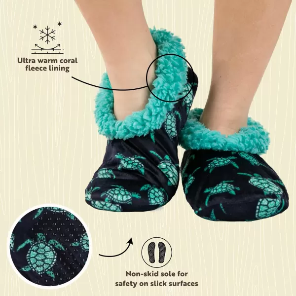 Lazy One Fuzzy Feet Slippers for Women Cute FleeceLined House Slippers Cute Slipper SocksTurtles Fuzzy Feet