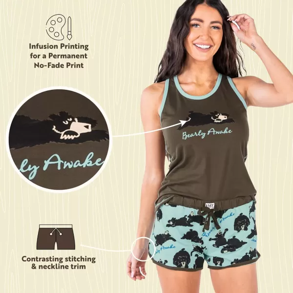 Lazy One Matching Pajamas for Women Cute Pajama Shorts and Tank Top Set Summer PajamasBearly Awake