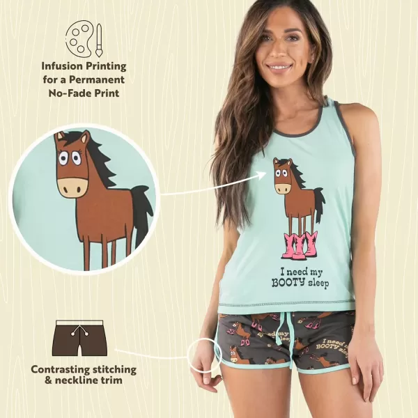 Lazy One Matching Pajamas for Women Cute Pajama Shorts and Tank Top Set Summer PajamasBooty Sleep
