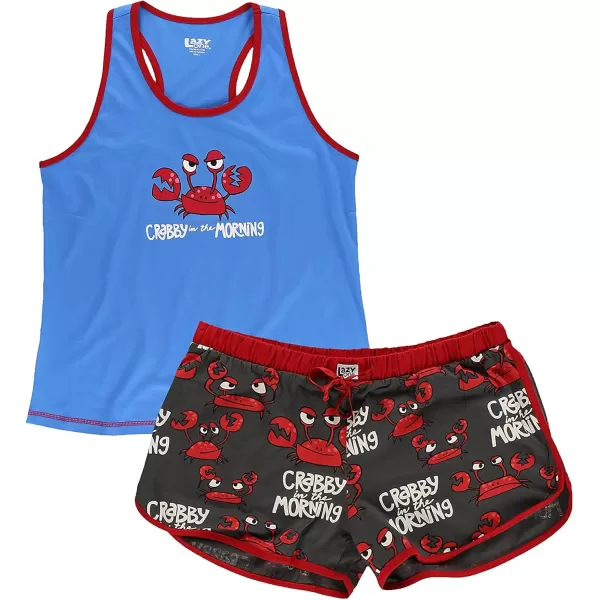 Lazy One Matching Pajamas for Women Cute Pajama Shorts and Tank Top Set Summer PajamasCrabby in the Morning