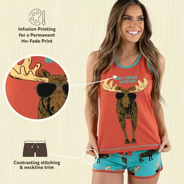 Lazy One Matching Pajamas for Women Cute Pajama Shorts and Tank Top Set Summer PajamasDont Moose