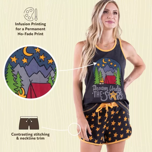 Lazy One Matching Pajamas for Women Cute Pajama Shorts and Tank Top Set Summer PajamasDream Under the Stars