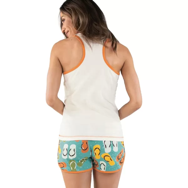 Lazy One Matching Pajamas for Women Cute Pajama Shorts and Tank Top Set Summer PajamasFlip Flops