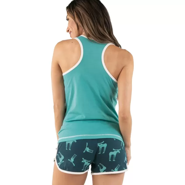 Lazy One Matching Pajamas for Women Cute Pajama Shorts and Tank Top Set Summer PajamasFunky Moose Blue