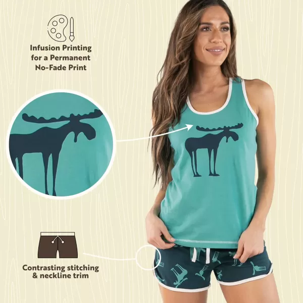 Lazy One Matching Pajamas for Women Cute Pajama Shorts and Tank Top Set Summer PajamasFunky Moose Blue