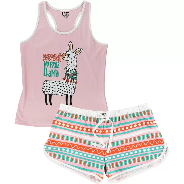 Lazy One Matching Pajamas for Women Cute Pajama Shorts and Tank Top Set Summer PajamasNo Probllama