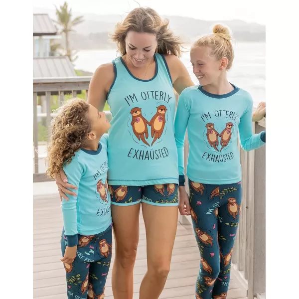 Lazy One Matching Pajamas for Women Cute Pajama Shorts and Tank Top Set Summer PajamasOtterly Exhausted