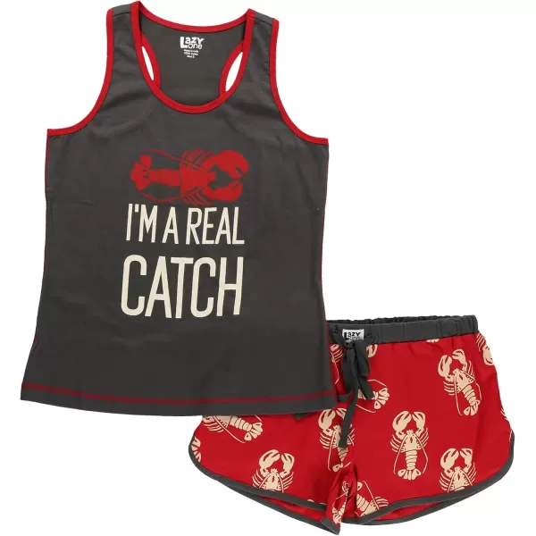 Lazy One Matching Pajamas for Women Cute Pajama Shorts and Tank Top Set Summer PajamasReal Catch Lobster