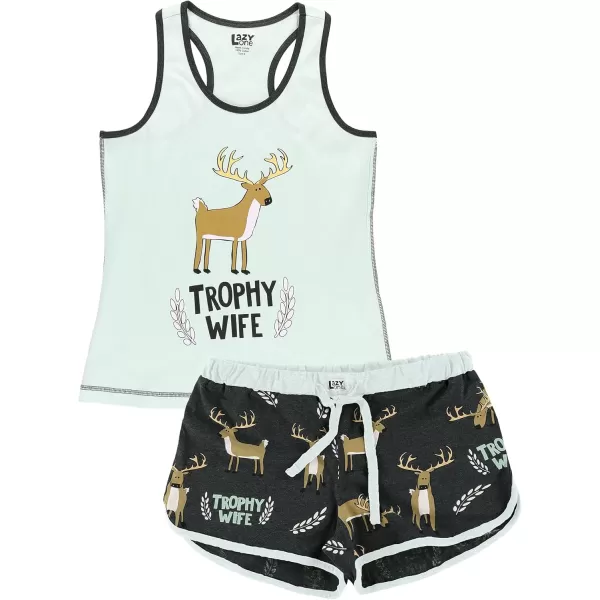 Lazy One Matching Pajamas for Women Cute Pajama Shorts and Tank Top Set Summer PajamasTrophy Wife